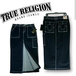 True Religion Dark Blue Denim Skirt Size 27